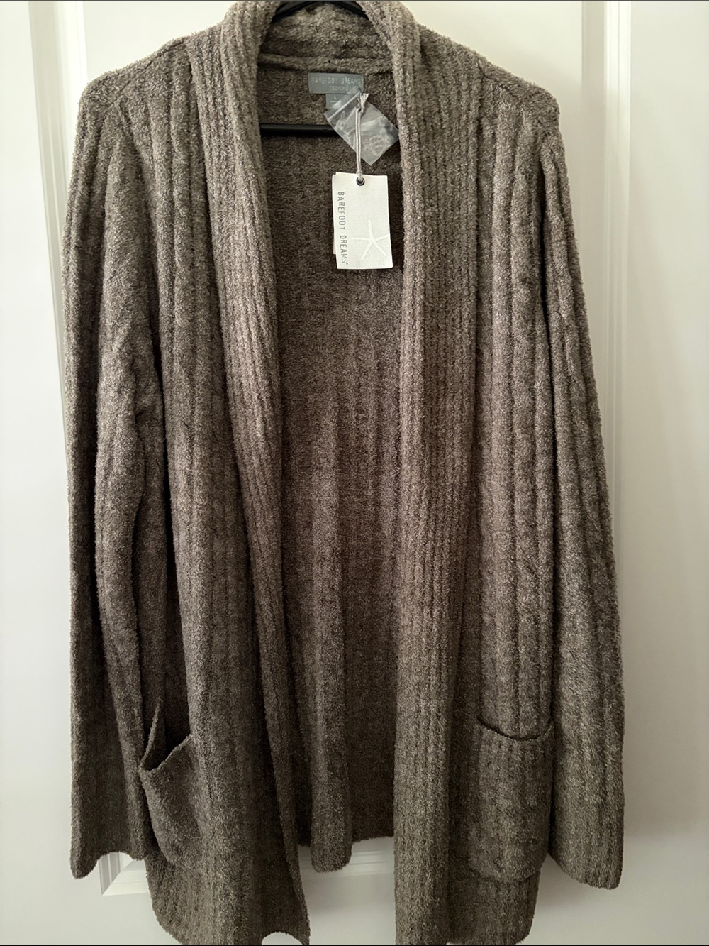 Barefoot Dreams Cozy Ribbed Open Cardigan - Olive Loden Large NWT